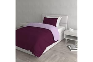 Italian Bed Linen Natural Color Parure Copri Piumino, 100% Cotone, Lilla/Prugna, Piazza e Mezza
