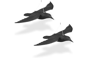 ‎RELAXDAYS Relaxdays Odstraszacz gołębi, zestaw 2 sztuk, do zawieszenia, odstraszacz ptaków, latająca wrona, tworzywo sztuczne, balkon i ogród, czarny