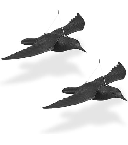 Epouvantail Oiseaux Exterieur Corbeau Noir, Répulsif Pigeons En Plastique, Corbeau Assis | Jeu 3X Effaroucheur Oiseaux