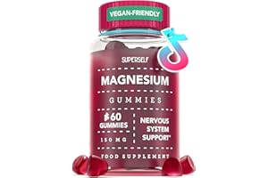 SUPERSELF Magnesium Gummies for Adults & Kids - 150mg Magnesium Supplements for Sleep, Relaxation & Muscle Support - Natural Grape Flavour - No Artificial Colours - Vegan - 60 Gummies Easy to Chew