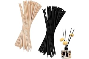 VOSSOT 100 st. doftpinnar i svart + naturliga, 20 cm x 3 mm i rotting, eteriska oljor i hem, kontor, hotell, spa