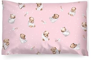 ‎PINKZEBRA PinkZebra 40 x 60 cm Kopfkissenbezug Kinder, Kissenbezug aus 100% Baumwolle, Kissenhülle Jungen, Öko-tex Standard 100, Kinderbezüge mit Reißverschluss, Made in EU, Schlafende Teddybären