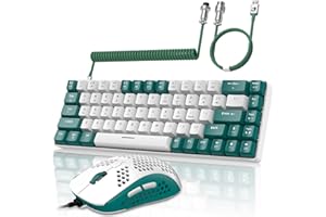 YINDIAO T8 Combo Tastiera e Mouse da Gioco RGB al 60% + Cavo USB C a Spirale,Tastiera Meccanica Cablata,Layout Compatto TKL a 68 Tasti,Mouse a Nido d'ape,Fino a 6400 DPI,per PC MAC PS5 -Verde