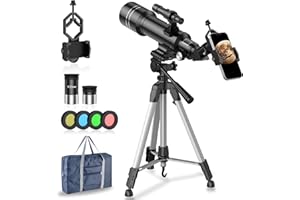 HUTACT Telescope for Astronomy Adult and Kids 70mm Aperture Professional Refractor Telescopes for Beginners - Watching the Moon, Bird Watching, Viewing the Natural Scenery Watching the Animals