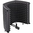 Mike Music Mic Sound Absorbing Foam Microphone Isolation Shield Soundproof Cover Guard Plastic Screen Black Three-Door