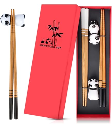 Queta Chopsticks 2 Pairs Glass Fibre Chopsticks Bamboo Shape Black