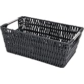 (Black) - Whitmor Rattique Small Shelf Tote, Black
