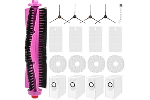 FENKABS 18 Stück Zubehörset für Eureka J12 Ultra Saugroboter mit 1 Hauptbürste 4 Wischtücher 4 HEPA Filter 4 Staubbeutel 4 Seitenbürsten 1 Reinigungsbürste