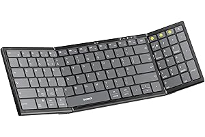 Inateck Foldable Wireless Keyboard with Number Pad, Multi-Device Bluetooth Folding Keyboard with Smart AI Function, Portable Design for iPad/iPhone/Android/Windows/Tablets, with Stand, Nomad N0135
