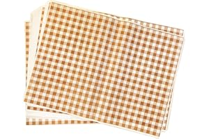 HEIBOA 100 PCS Greaseproof Paper Sheets, 38x28CM Thickened Sandwich Papers Wrap, Burger Wrapping Sheet, Non-Stick BBQ Food Basket Liners, Deli Wrappers for Bread, Cheese, Butter, Toasts and Burrito (Brown)