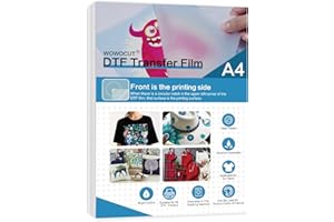 WOWOCUT DTF Transfer Film, 30 Blatt A4(8.4" x 11.7") Doppelseitiges, Mattes, Vorbehandeltes PET Wärmeübertragungspapier für den Direktdruck auf T-Shirts und Textilien