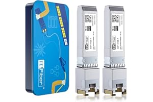 H!FIBER.COM 2 pezzi, 10Gb SFP+ RJ45 Transceiver, 10Gbase-T SFP+ Ethernet Modulo Supporto 10G/5G/2.5G/1.25G, Chip Marvell 113C, Compatibile con Cisco SFP-10G-T-S,Ubiquiti UF-RJ45-10G,UniFi,Meraki,MikroTik...,30 m