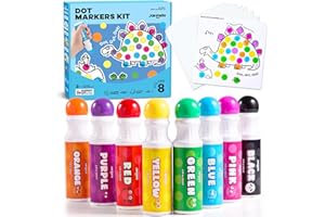 Jar Melo Washable Dot Markers for Toddlers 1-3, 8 Colors Dot Paints with 108 PDF & 10 Activity Papers, Non-Toxic Bingo Daubers for Toddlers 2-4, Kids Arts and Crafts Supplies