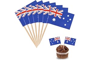 ‎YXHZVON YXHZVON Australien Flagge Zahnstocher, 100 Stück Cocktail Stick Flaggen Mini-Flagge Cupcake Toppers Stick für Party Food Cake Obst Geschirr Party Pub Dekoration