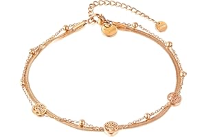 VICKWOOD Tobillera/pulsera para mujer con diseño del árbol de la vida en oro, plata o oro rosa de 18 quilates, resistente al agua, joyas de acero inoxidable