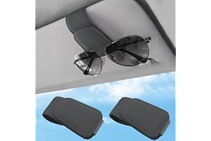 TCJJ Sunglasses Holders for Car Visor,Car Magnetic Glasses Holder Leather Sunglasses Clip and Ticket Card Clip Suitable for Car Interior Visor and Different Size Eyeglasses. (Gray/2 Packs)