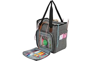 ‎COOPAY Coopay Häkeltasche für Garn, Leichte Stricknadeln, Häkelnadeln Tasche, Nähkörbe, Geeignet für Mädchen, Damen, Senioren, hochwertiges wasserdichtes Oxford-Gewebe,Kein Zubehör (Reihergrau)
