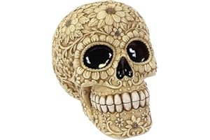 Jones Home and Gift Qualcosa di Diverso all' Ingrosso Naturale Floreale Teschio salvadanaio, Bianco