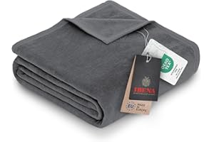 Ibena Porto Decke 150x200 cm – Baumwollmix weich, warm & waschbar, Kuscheldecke grau einfarbig