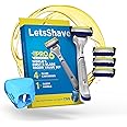 LetsShave Pro 6 Advance Shaving Razor Value Set with 4 Blades 1 Handle + Razor Cap, World's First 6-Blade Razor with Precision Back Blade Argan Oil & Aloe Vera Infused moisturizing strip, Shaving Kit