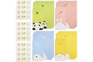 ZoZoMaiy Juego de 24 piezas de papelería con 12 sobres, papel de escritura de animales kawaii para niños, estudiantes y oficina