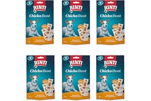 Rinti Extra Chicko Dent Huhn Small | 6er Pack | 6 x 150 g | Ergänzungsfuttermittel für ausgewachsene kleine Hunde | Kaustreifen für die Zahnpflege | Bissfeste Rinderhaut