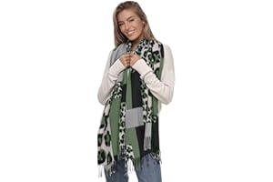 Glamexx24 Écharpe XXL pour femmes, modèle Leo chaud, écharpe poncho à franges multicolores, écharpe en couverture surdimensionnée