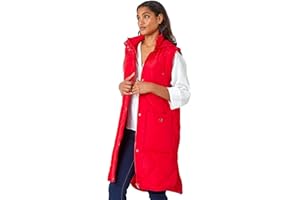 Roman Originals Quilted Gilet with Hood For Women UK Ladies Sleeveless Coat Hooded Jacket Padded Bodywarmer Winter Lightweight Warm Autumn Funnel Neck Longline Soft Bubbly