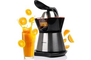 ‎DURONIC Duronic JE304 Saftpresse elektrisch 300W, Zitronenpresse 400ml, Zitruspresse 2 Kegel, Orangenpresse, hohe Saftgewinnung, Edelstahl Fruchtpresse mit Sieb, Citrus juicer, Orangensaftpresse