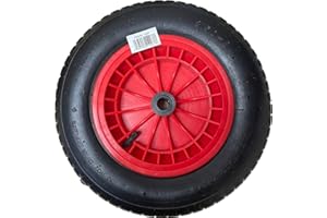 Y HOMEWARE Yorkshire Homeware 14" Pneumatic 3.50-8 Wheelbarrow Wheel Pneumatic Sack Truck Trolley Wheel Puncture Proof Tyre Complete for Garden Trolley Barrow Trailer Truck Red & Black (1)