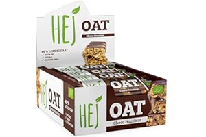 ‎HEJ HEJ Oat Vollkorn-Hafer-Riegel - Bio-Müsliriegel mit Haselnuss, Schokolade & Nussmus - Veganer Snack - Energieriegel - Glutenfrei - Choco Hazelnut 12 x 45 g