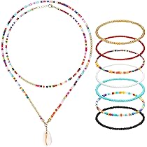 Ensemble De Bijoux Coquillages Blancs Bohème - Collier Et Bracelets Multicouches Pour Femme Et Fille