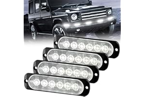 Sidaqi Feux Stroboscopique Urgent Avertissement Flash Danger Lampe d'avertissement 6 LED Blanc pour Véhicule Camion Remorque 12-24V (4pcs)