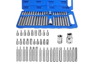SQLJYU 40 Piezas Hexagonales Puntas Torx Kit, Incluyen Hexagonales, Torx y Spline Puntas, Puntas Atornillador Imantadas Kit, Llaves de Vasos de Impacto, para Reparación de Automóviles