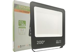 FactorLED Foco Led Exterior 200W (1400W), 22000Lm, Reflector EVO PRO, Outdoor Floodlight, Impermeable IP65, CCT Luz Seleccionable 3000K 4000K y 5700K, para Jardín, Garaje, Terraza y Patio (200W)