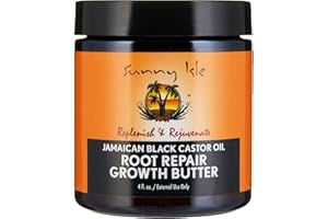 Sunny Isle Jamajski czarny olej rycynowy olej do naprawy wzrostu masło 113 g | przywraca i rewitalizuje wszystkie zniszczone rodzaje włosów, bogaty w składniki odżywcze, stymuluje wzrost włosów, zwalcza suchą, swędzącą, łuszczącą się skórę głowy