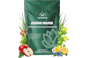 ‎ZAVONIRAE Grüne Helfer,Grüne Entgiftungspulver helfer, 200g Superfood Pulver, Greens Pulver, Pflanzenpulver mit Matcha, Gerstengras, Heidelbeeren, Rich in Macronutrients, Micronutrients & Fiber (Blaubeeren)