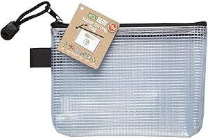 eco-eco Mini 95% Recycled Super Strong Bag, Waterproof Mesh Tuff Bag, Reinforced, Black/Clear Zip Closure eco036