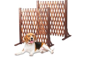 Nisorpa Paire de panneaux de clôture extensibles en bois - Clôture en bois extensible - Clôture de jardin autoportante - Clôture pour chien de compagnie pour terrasse et pelouse - Réglable de 34 à 160