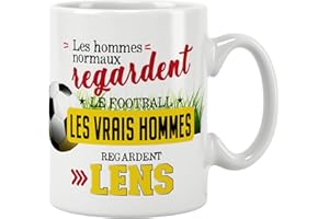 JOLI MUG. Mug foot - les vrais hommes regardent Lens. Cadeau - Anniversaire - Noël - fête. Pour amis, famille/Tasse. Cadeau original. Prix mini. Céramique haute qualité 11oz - 320 ML (LENS)