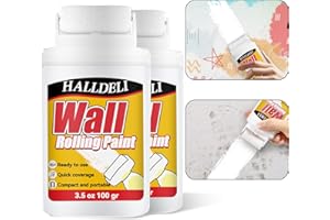 HALLDELI Cepillo rodante para reparación de paredes, pintura blanca de secado rápido, rodillo portátil integrado para reparación de paredes, cubre graffiti y manchas (XGSA4-2Pack)
