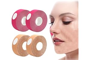 MEITREND Face Lifting Tape, Face Tape Lifting Gesicht, 4 Stück Gesichtstape Gegen Falten, Anti Falten Facetape für Straffung und Doppelkinn, Gesichts Tapes Gegen Falten (Skin+Rosa)
