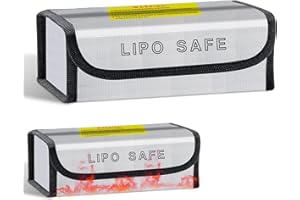LYSHOOCE Sac Lipo Sécurisé - Sac de Stockage Batterie LiPo Ignifuge avec Pochette Anti-Feu pour Chargement et Rangement à la Maison/en Voyage - Idéal pour Drones, Voitures RC (Argent, 185x75x60mm)