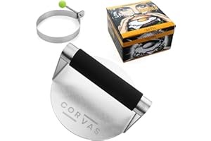 CORVAS - Smash Burger - Aplastador de Hamburguesas - Smash Burger Kit - Prensa Hamburguesas - Smasher de Acero Inoxidable 304 Soldado en Una Pieza - Incluye Accesorio para Huevos
