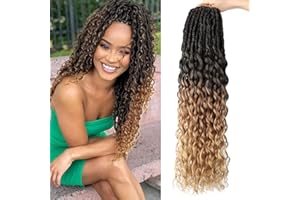 FANWYFYU Crochet Braids Twist Hair Goddess Faux Locs Extremos rizados Dreadlocks Trenzas Sintéticas 6 paquetes de 20 pulgadas Extensiones de cabello de alta (Deep-1B/T27)