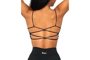 Danysu Backless Sports Bra Soft Workout Tops with Removable Padded Yoga Training Bras Strappy Going Out Top