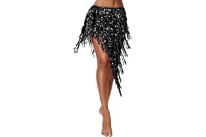 SEAUR Ceinture Danse Orientale Femme Sequin Foulard Danse du Ventre Hip Scarf Tassel pour Rumba Samba Chacha