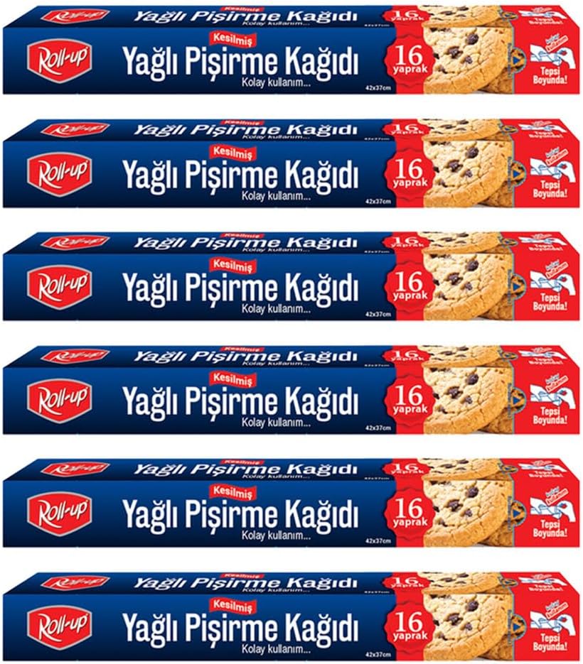 Roll Up Kesilmiş Yağlı Pişirme Kağıdı 16 Yaprak 6lı Kutu Set