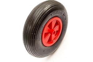 PETROLSCOOTER 3.50-6/4.00-6 Wheel & Tyre 13 Inch / 330mm Pneumatic 16mm Bore Line/Ribbed Tread Wheelbarrow Builders Barrow Garden Trolley Hand Cart Replaces 350-6, 3.50x6, 350x6