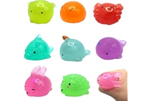 Newtic 8 Pieces Glitter Squishy Toy, Mochi Squeeze Toys for Kids, Animals Stress Reliever Ball, Squishy Fidgets Toys for Party Favors Christmas Birthday Gift